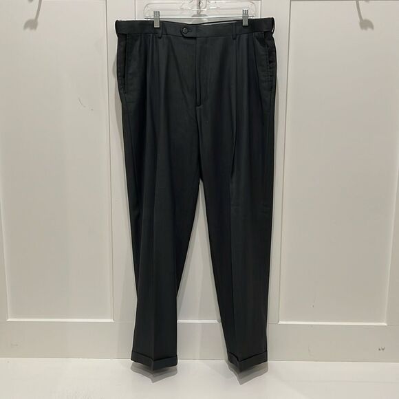Men's Roundtree&Yorke Easy Care Grey Pants - Picture 1 of 9